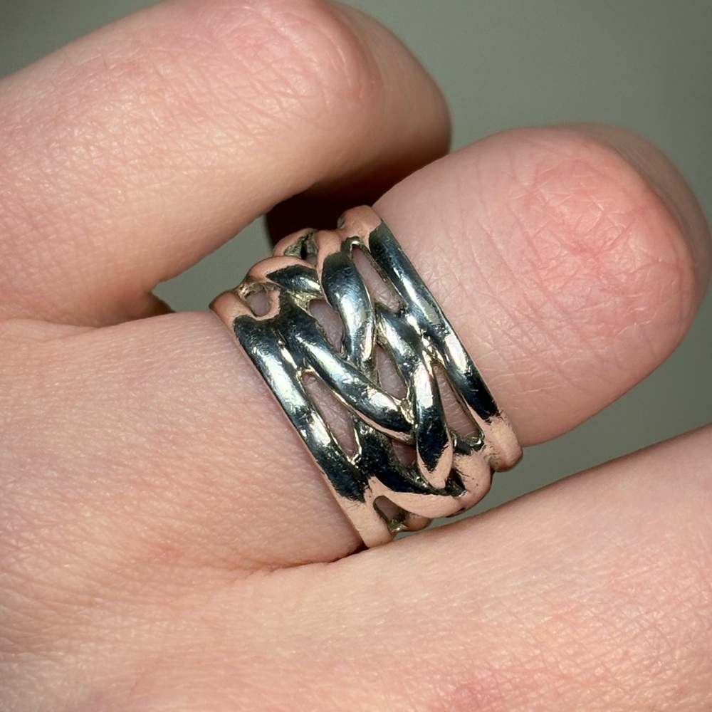 Sterling Silver Heavy Woven Braided Band